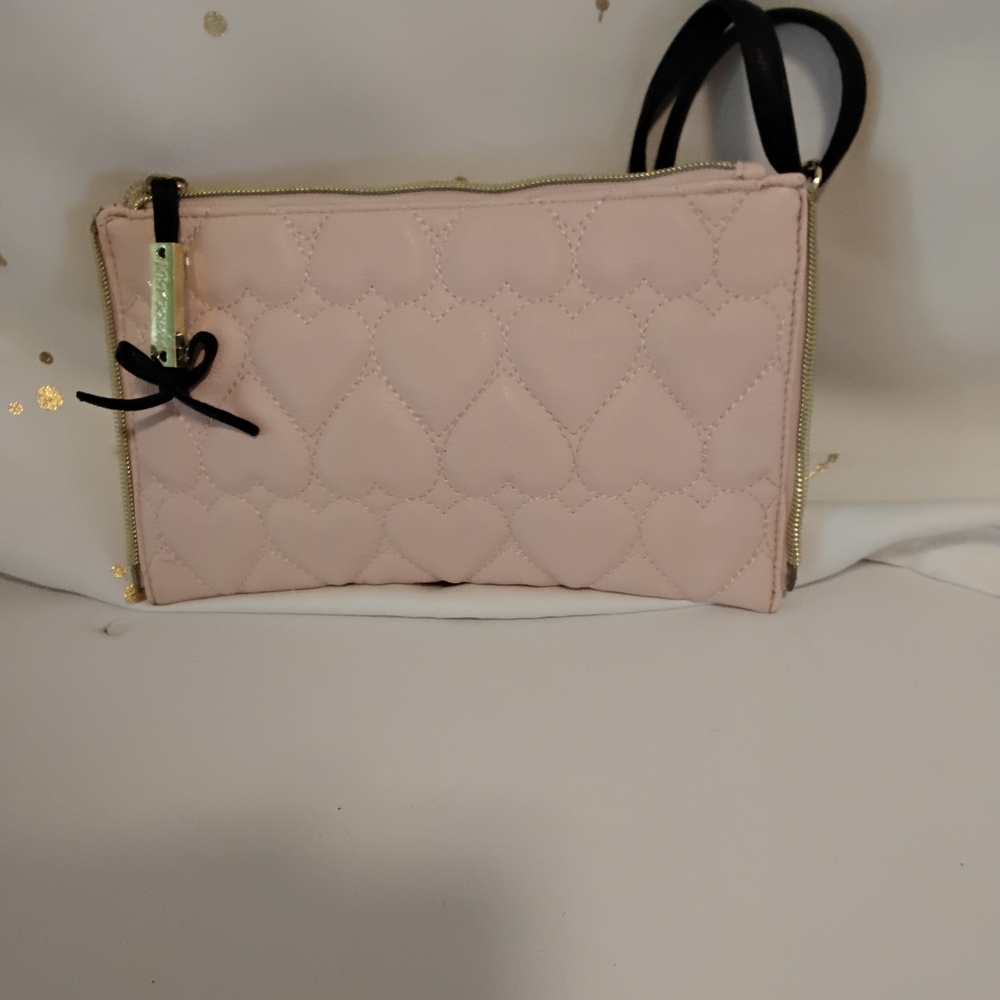 Betsey Johnson Light Pink Heart Crossbody Bag